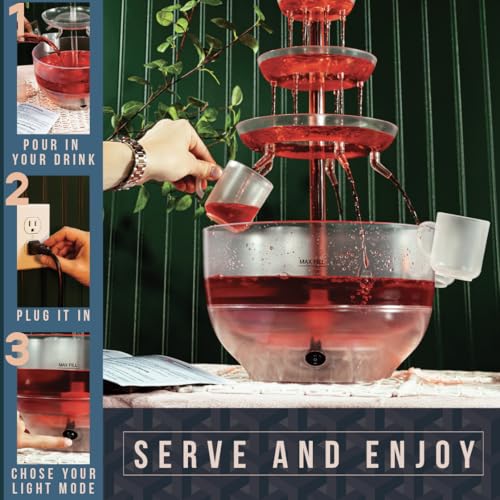 1.5 Gal 3 Tier LED Drink Fountain with 4 Reusable Cups Y8113