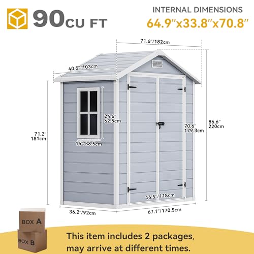 Gray 6x4 FT Outdoor Resin Storage Shed with Floor V2679