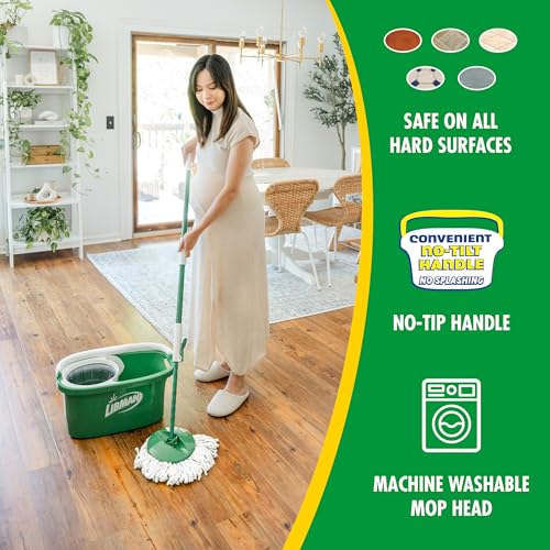 Spin Mop System with Bucket and Wringer, Includes 2 Replacement Heads R79205