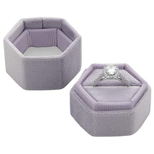Lilac Velvet Hexagon Ring Box K90859