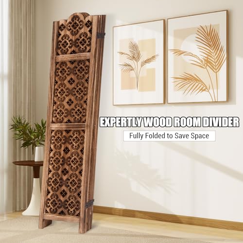 5.6FT Tall 6 Panel Shoji Screen Room Divider Folding Wooden Privacy Partition L681553