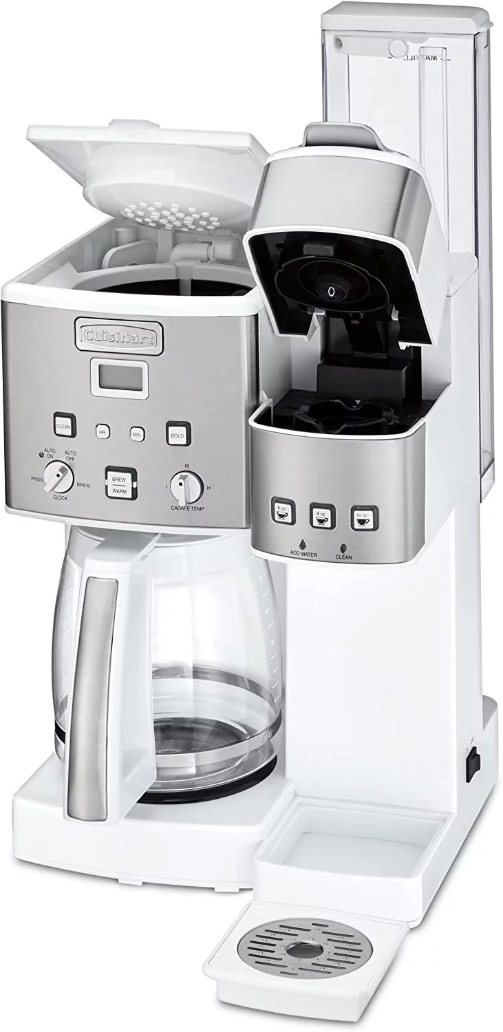 White Stainless Steel 12-Cup Coffeemaker and Single-Serve Brewer D37020