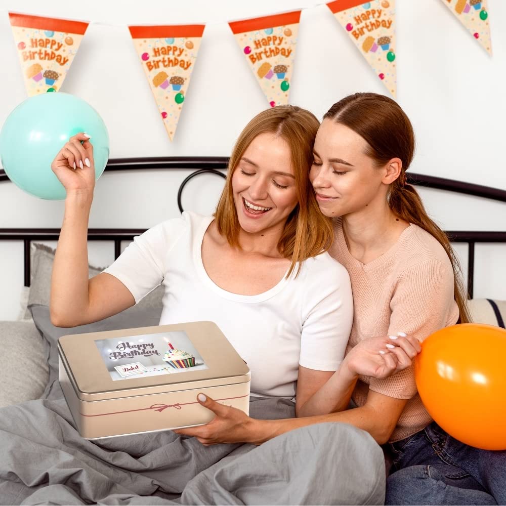 Birthday Celebration Gift Tin with Fresh Baked Cookies, Fudge Brownies & Flaky Rugelah C17485