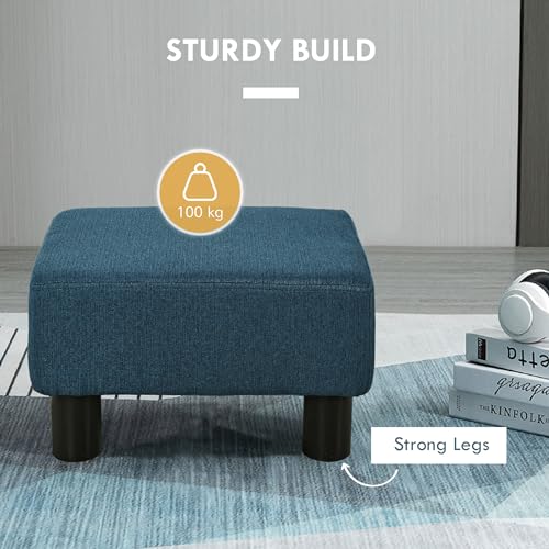 Green Linen Fabric Cube Ottoman with Plastic Legs G9507