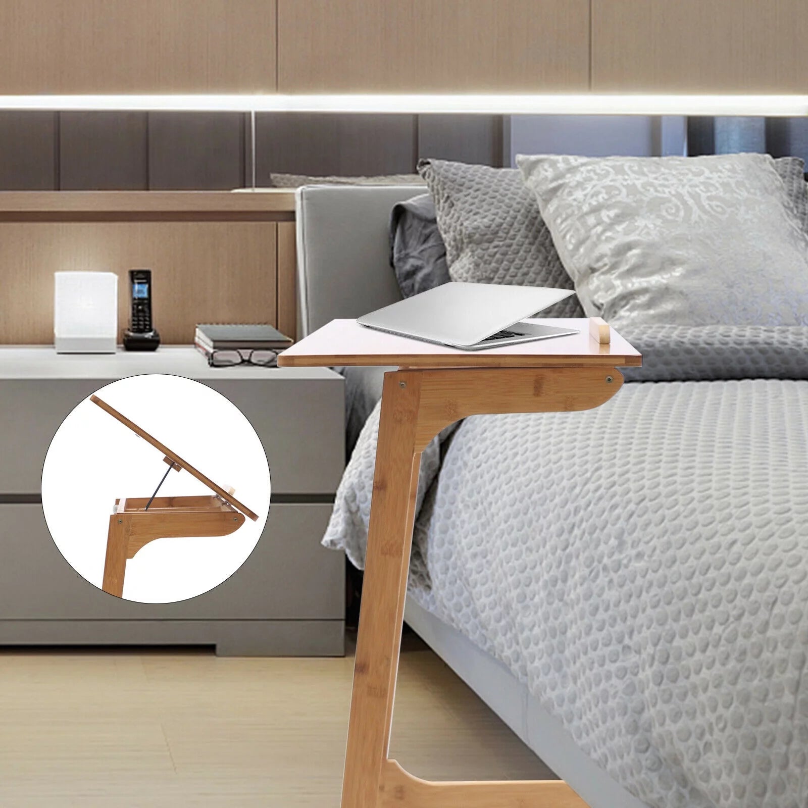 Adjustable Laptop Desk End Table Portable Over-Bed Table N99307