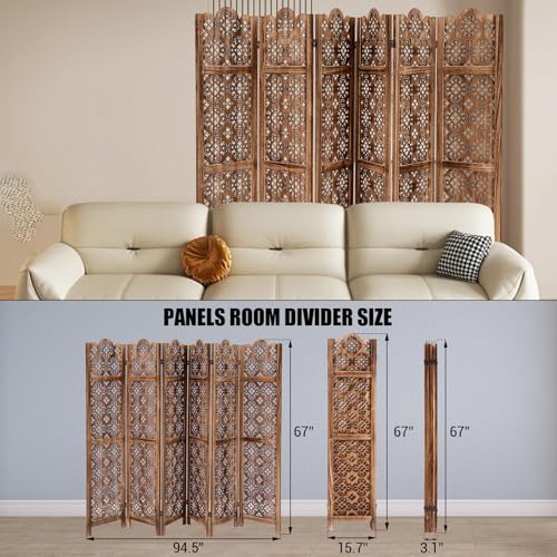 5.6FT Tall 6 Panel Shoji Screen Room Divider Folding Wooden Privacy Partition L681553