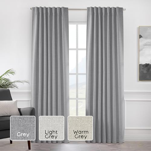 Seafoam Sea Green Grey 96in Long Linen Blackout Curtains 2 Panels F408707