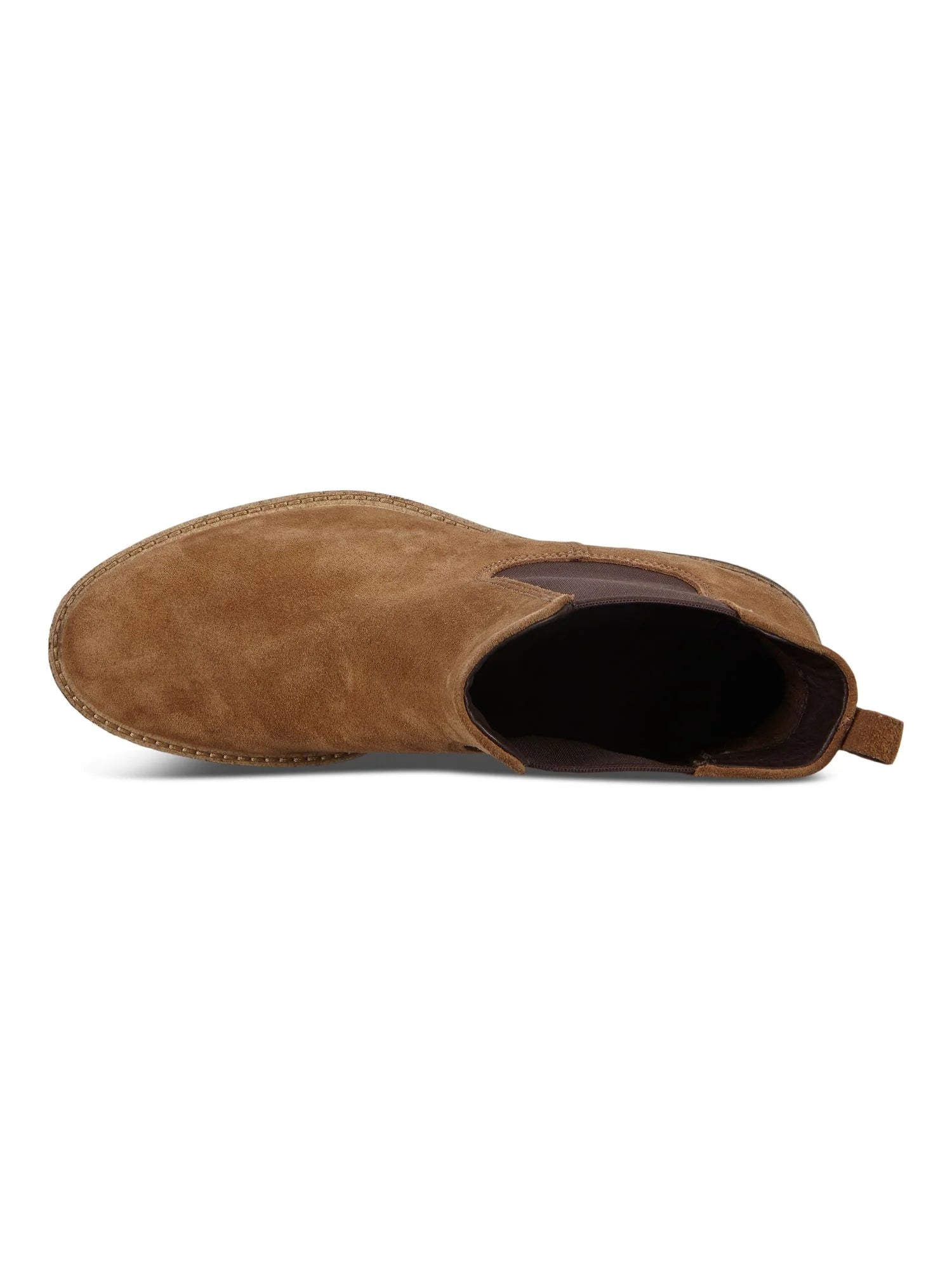 Camel Brown Elastic Side Panels Pull-Tab Back Padded Round Toe Block Heel Chelsea U638565