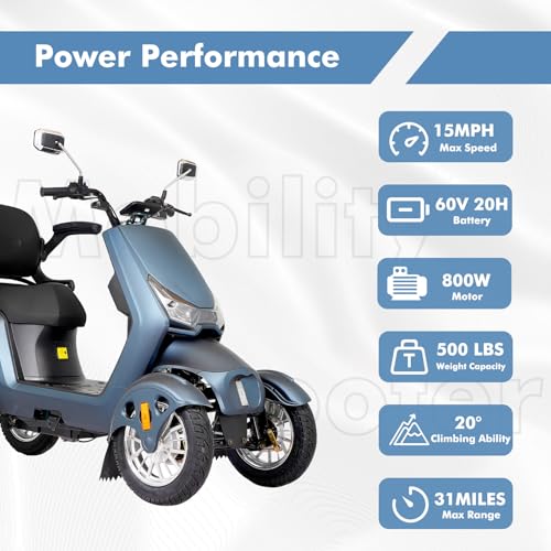 800W All Terrain Mobility Scooter with Seat and Remote Control F1821