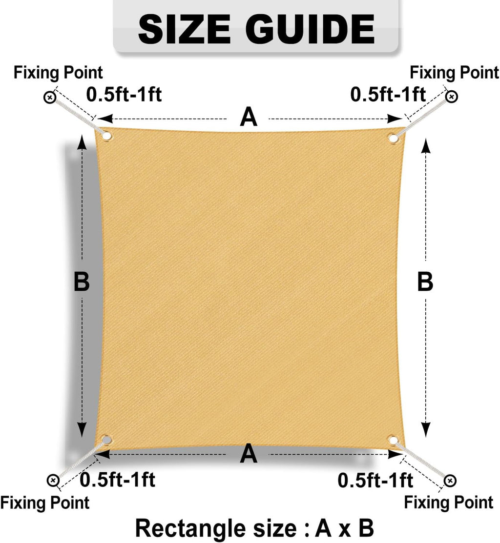 Rectangle Sun Shade Sails 5 x 8 ft Sand U3495