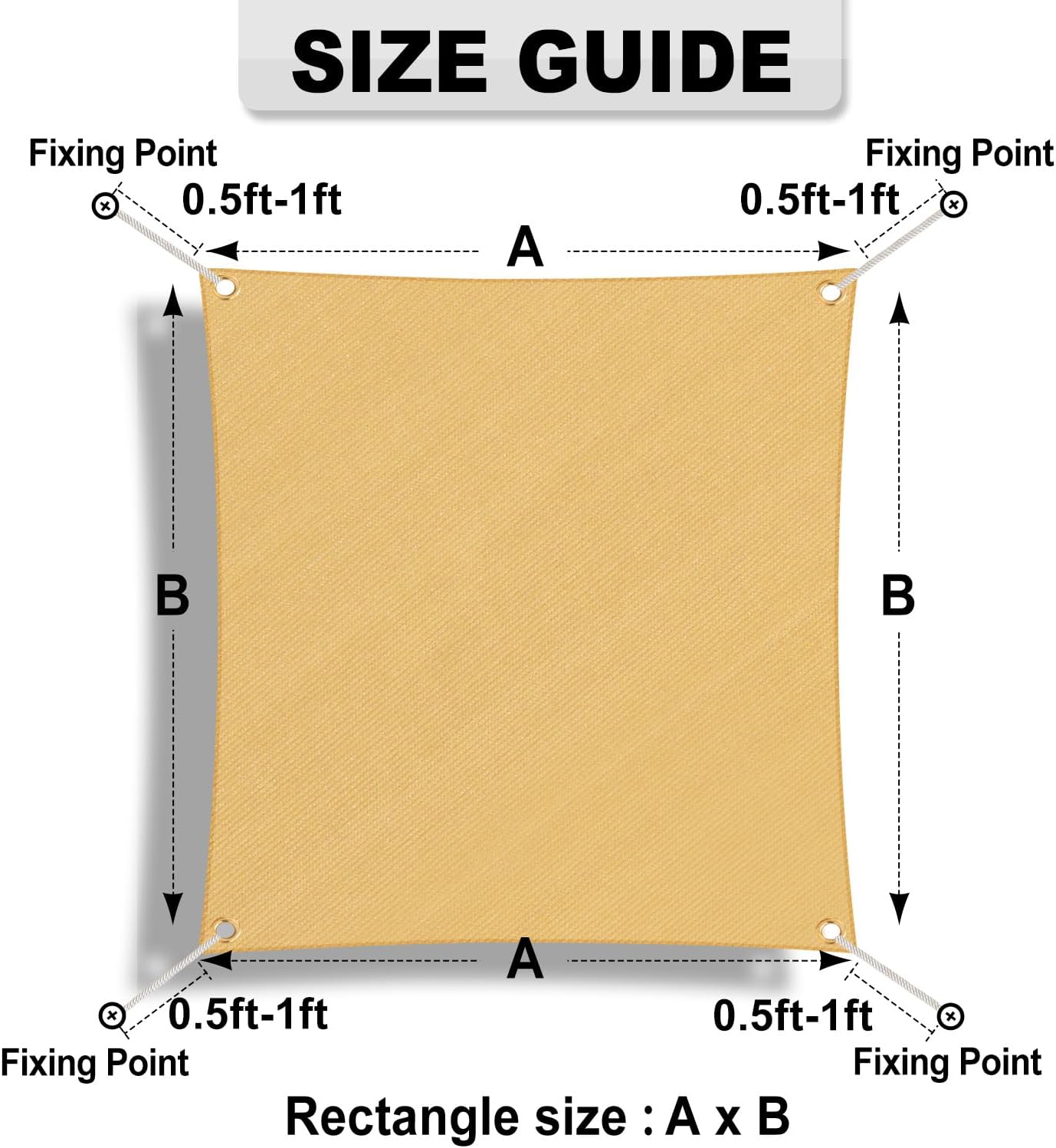 Rectangle Sun Shade Sails 5 x 8 ft Sand U3495
