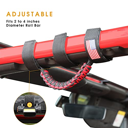 Black 2 Pack Roll Bar Grab Handles with Light for Jeep Wrangler T295944