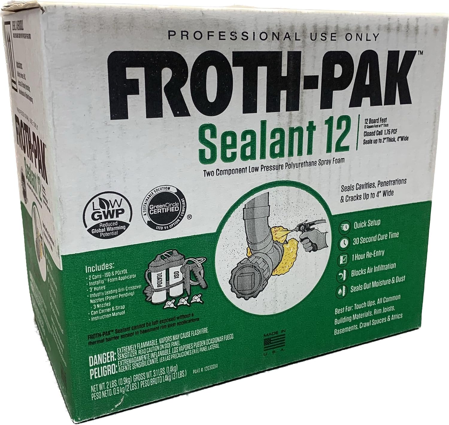 Froth-Pak Foam Sealant, Cream, 3.3 lb., 12 Board Feet Spray Foam Sealant Kit H990579