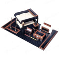 Walnut Black Leather 10 Piece Desk Set S13863