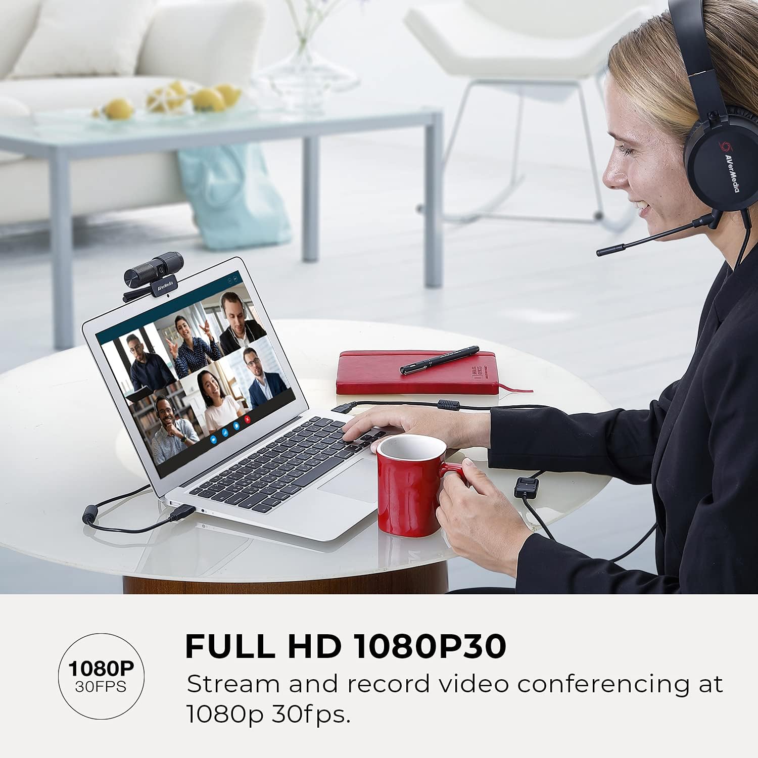 Full HD 1080P Webcam with Privacy Shutter and Dual Microphone B887