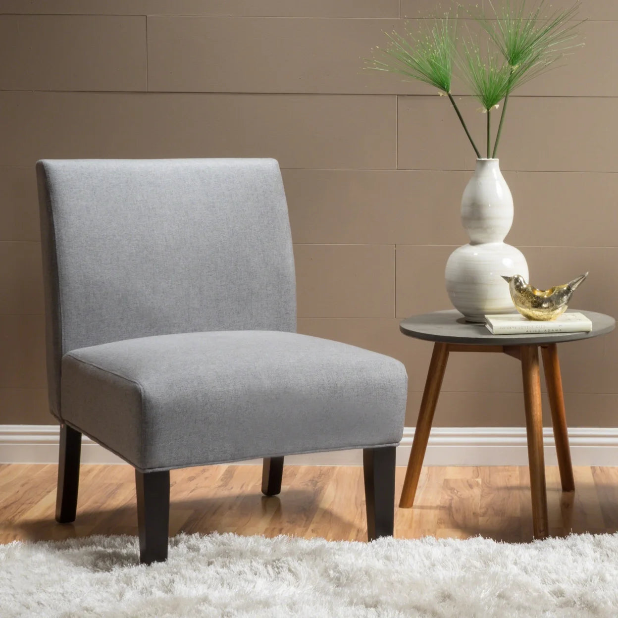 Gray Fabric Slipper Accent Chair G96053