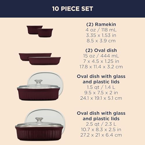 10-Piece Ceramic Bakeware Set with Lids V99217