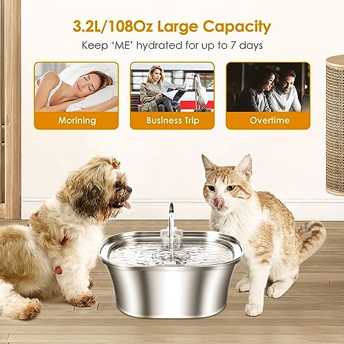3.2L Stainless Steel Cat Water Fountain H2527