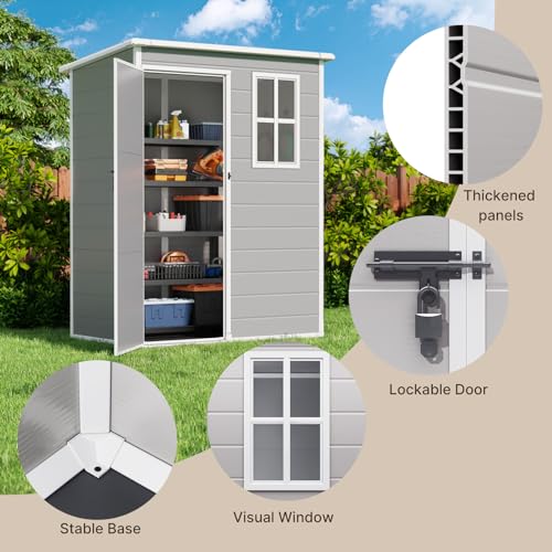Grey Resin Storage Shed with Floor M971