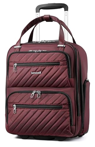 Black 16 Inch Soft Sided Underseat Carry On Luggage with Wheels R9575
