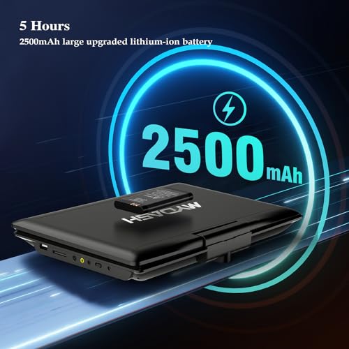 14.9" Portable DVD Player with 12.5" HD Swivel Screen, 6 Hours Rechargeable Battery, Car Headrest Mount F6011