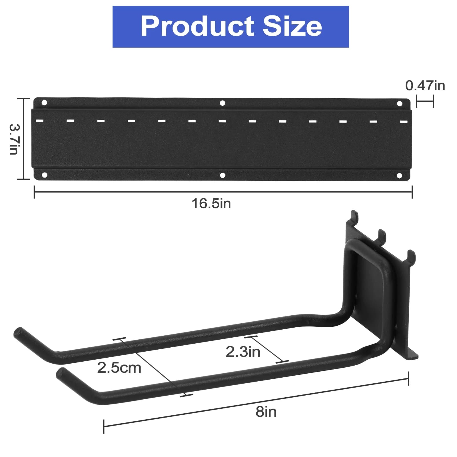 Heavy Duty Steel Wall Mounted Tool Storage Organizer with 6 Removable Hooks and 3 Board D14299