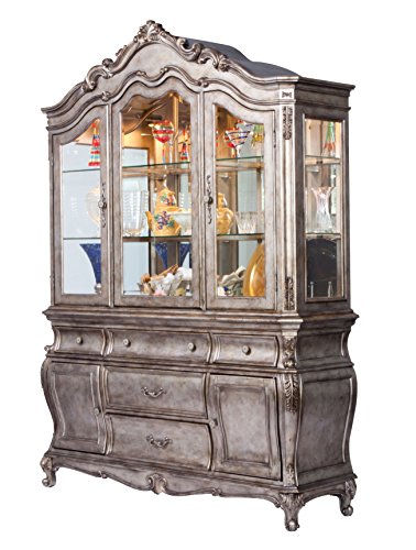 Antique Platinum Hutch Buffet E3357