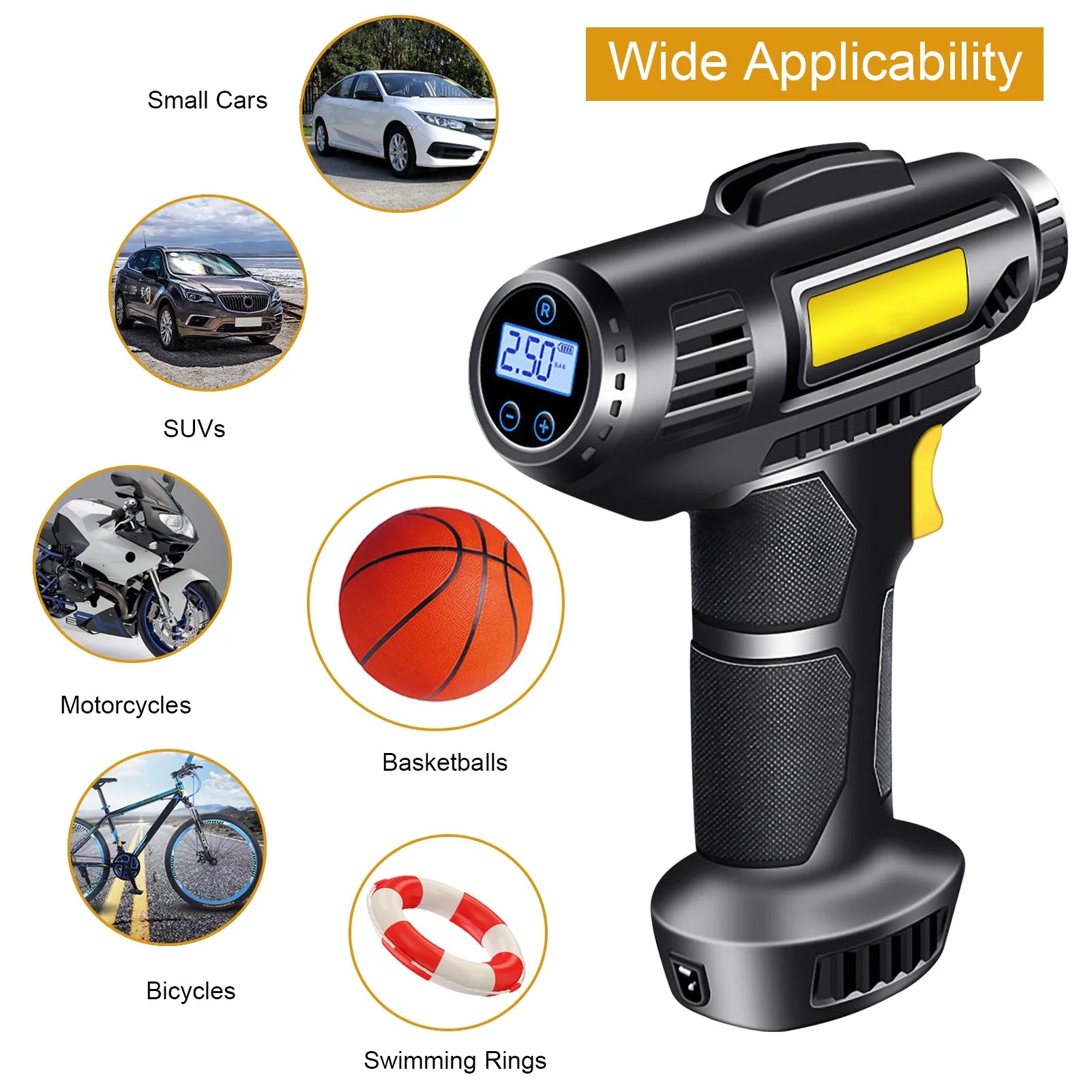 4000mAh Cordless Rechargeable Tire Inflator Air Compressor with Digital Display R407