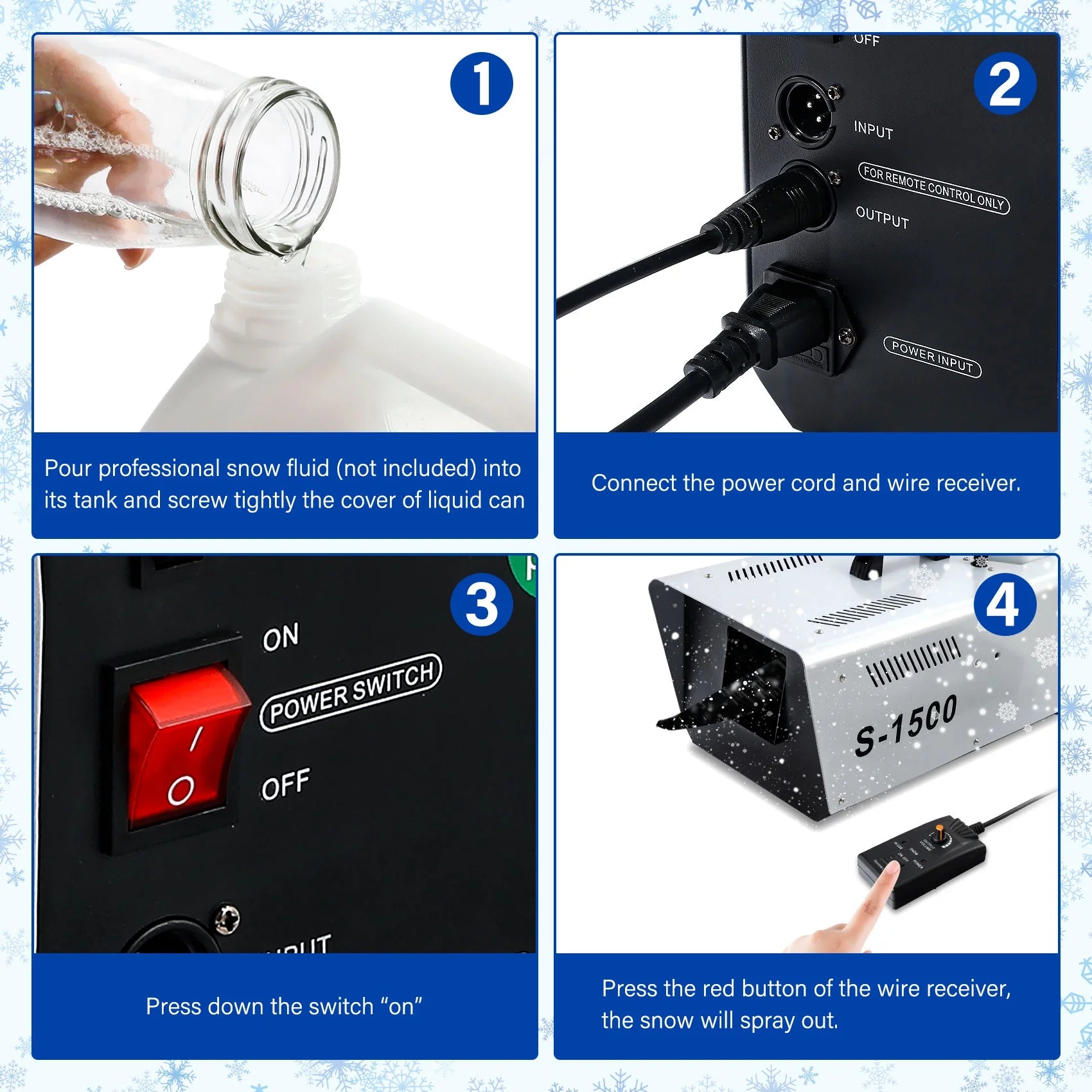 1500W Snow Machine Snowflake Maker with Wireless Remote L122