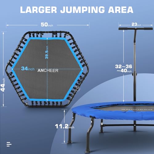 50" Rebounder Trampoline with Bar, 550 LBS Mini Trampoline M457435