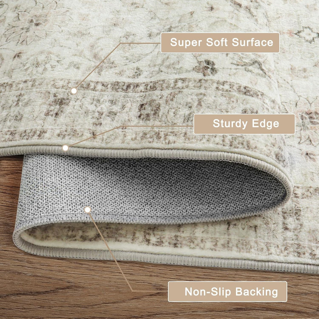 Machine Washable Area Rugs 8x10 Taupe N40618