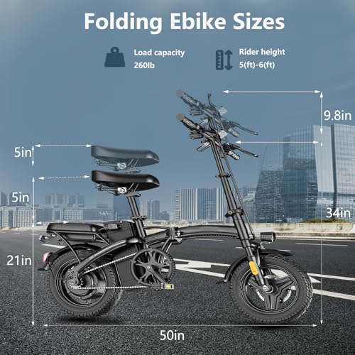 14" Mini Folding Electric Bike with 48V12AH Removable Battery O199676