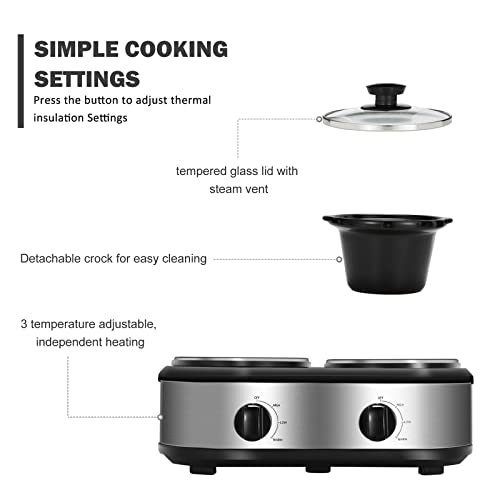 2 X 1.25QT Mini Slow Cooker with Adjustable Temp U276074