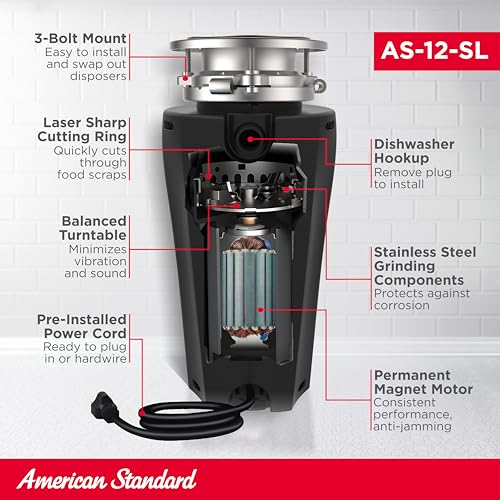 Black 1/2 HP Heavy Duty Garbage Disposer P714