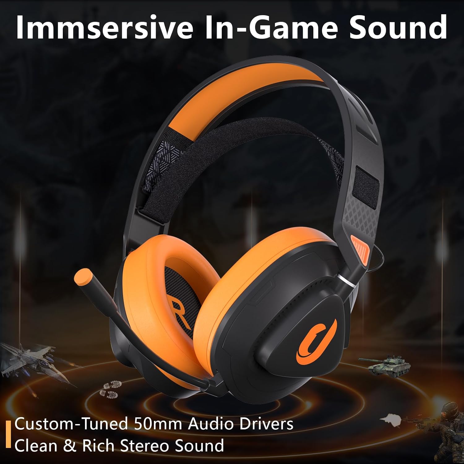 Wireless Gaming Headset with Detachable Mic E3242