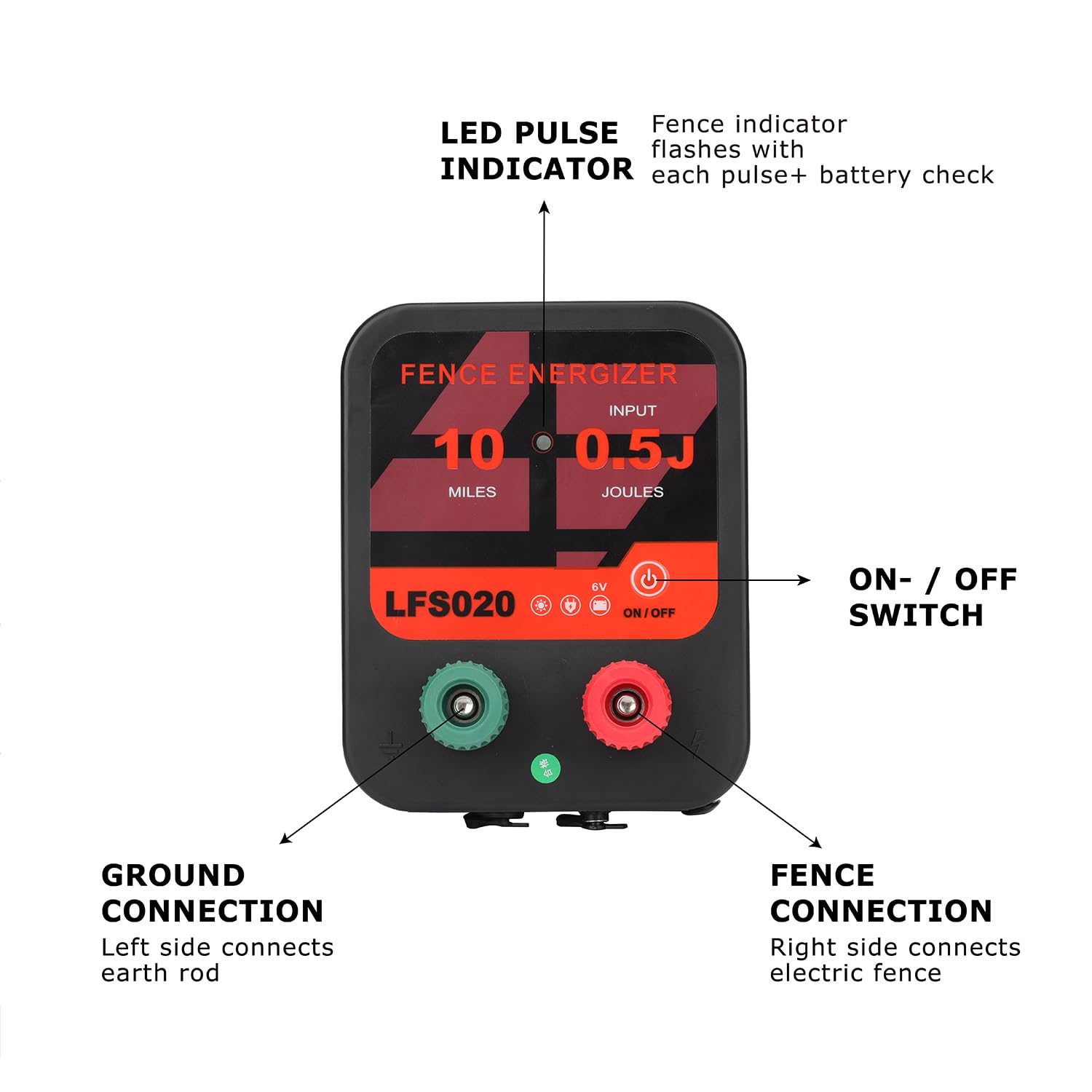 12V 0.3J 10 Miles Waterproof Electric Fence Charger Q265