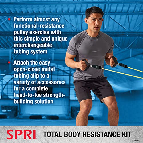 Resistance Band Kit with 5 Exercise Bands, Ankle/Wrist Strap, Padded Handles, Door Anchor, Carry Bag B205