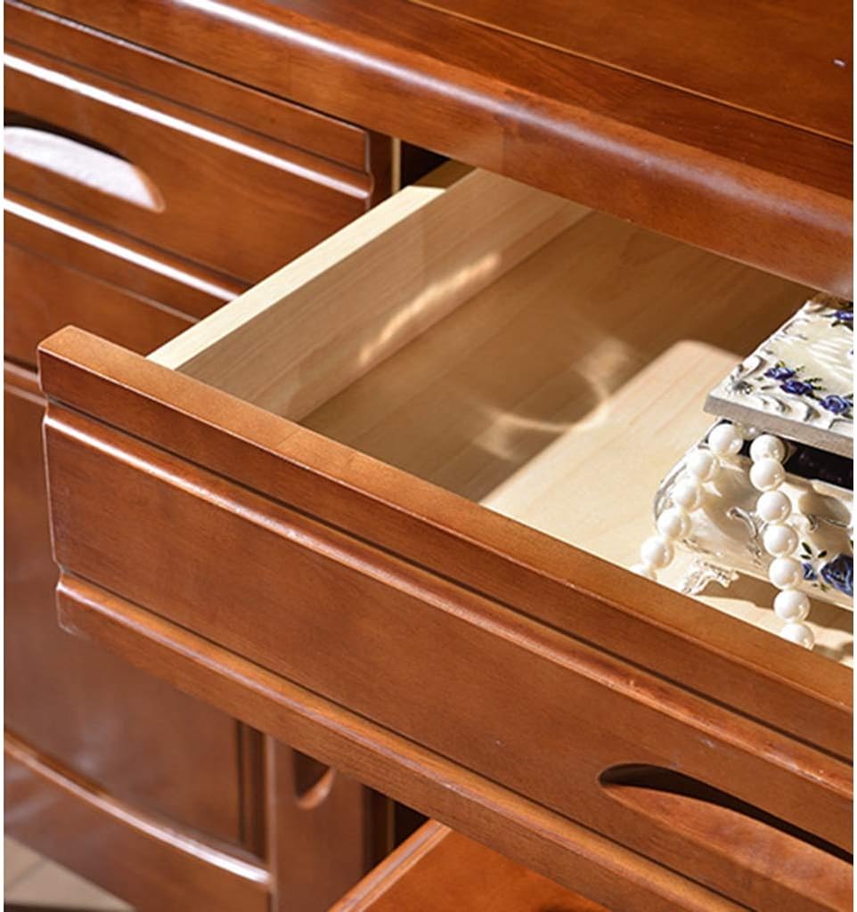 Vanity Table Set with Padded Stool Oval Mirror Drawers 3pc Set E7731