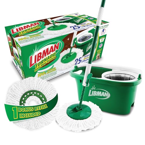 Spin Mop System with Bucket and Wringer, Includes 2 Replacement Heads R79205