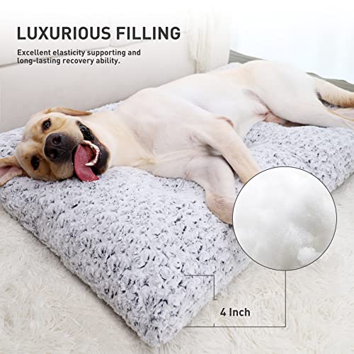 Washable Plush Dog Crate Bed, 35" x 23", Gray B68541