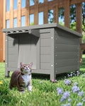 Outdoor Cat House Waterproof Foam Insulated Large Wooden Cat Condos 21.3" L x 19.9" W x 18.9" H B276