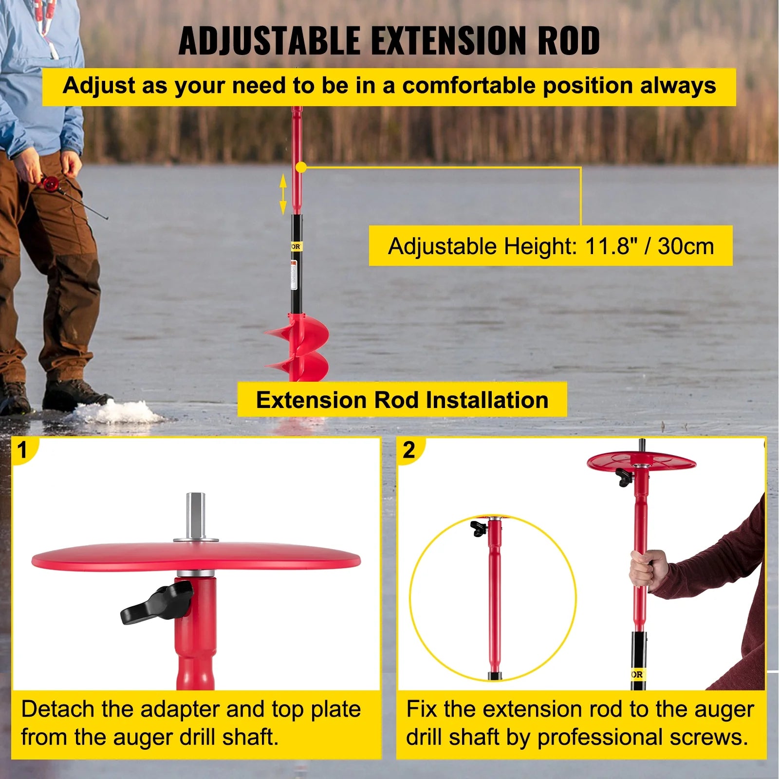 6'' Nylon Ice Auger with 11.8" Extension Rod F506