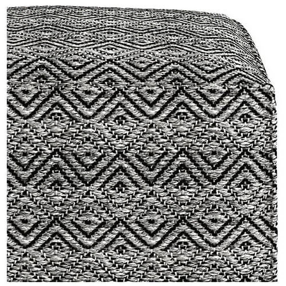 18"X18"X14" Dark Gray Black Cotton Woven Pouf Ottoman C89601