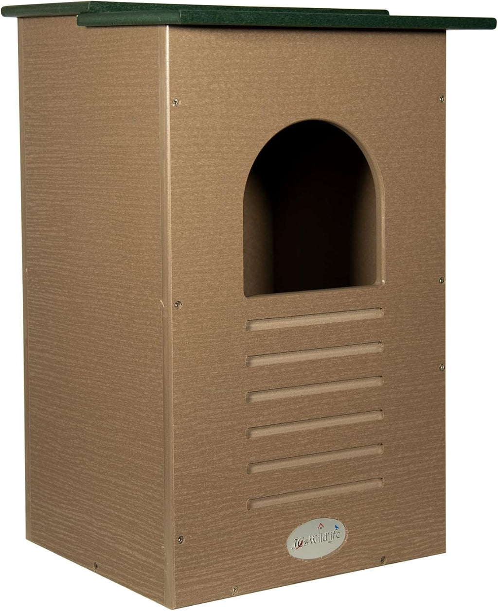 Recycled Poly Lumber Barred Owl Nesting Box with Mounting Hardware and Pine Shavings A7113