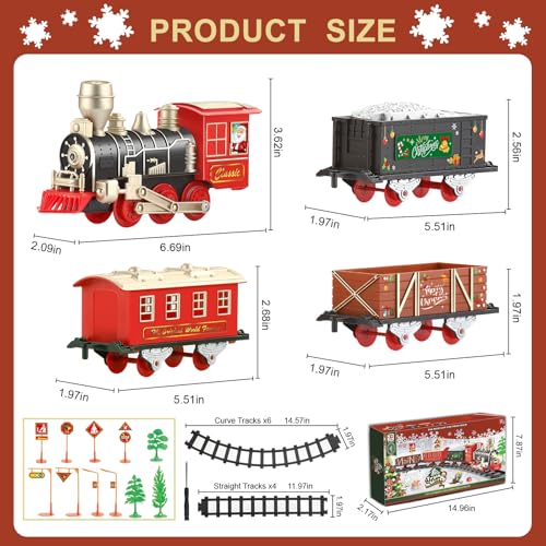 Christmas Train Set with Lights, Sounds, 3 Cars & 10 Tracks U640390