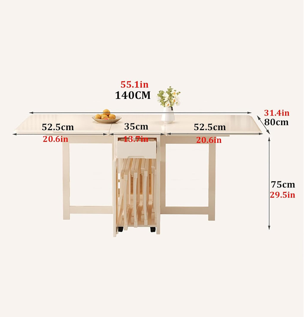 Folding Dining Table with 4 Chairs and 1 Storage Drawer X619732