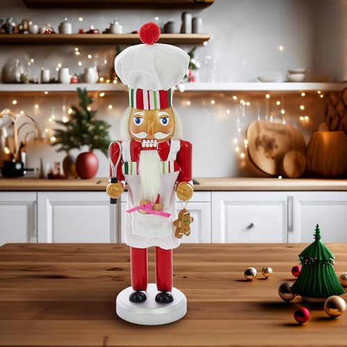 Rosy Red Baking Nutcracker Chef 10 inch Wood Decorative Tabletop Figurine K27551