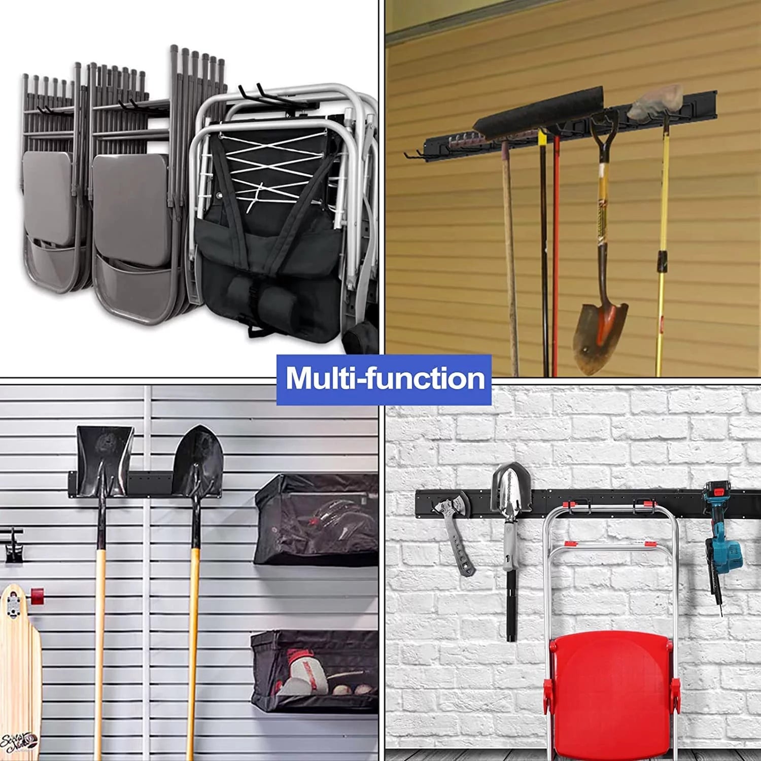 Heavy Duty Steel Wall Mounted Tool Storage Organizer with 6 Removable Hooks and 3 Board D14299