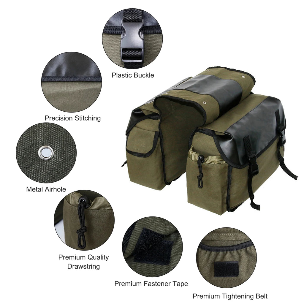 Large Capacity Canvas Waterproof Motorcycle Saddle Bag S823