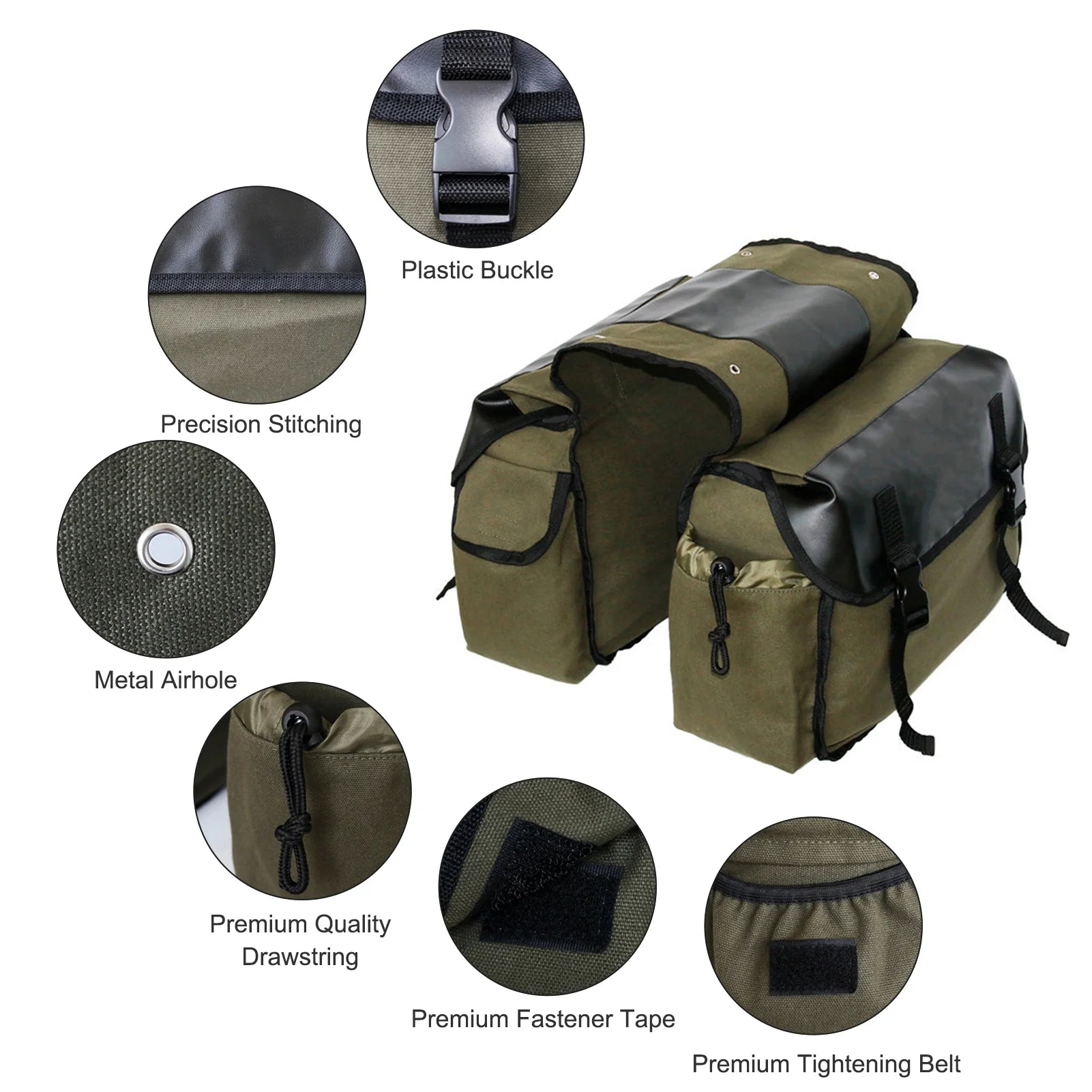 Large Capacity Canvas Waterproof Motorcycle Saddle Bag S823